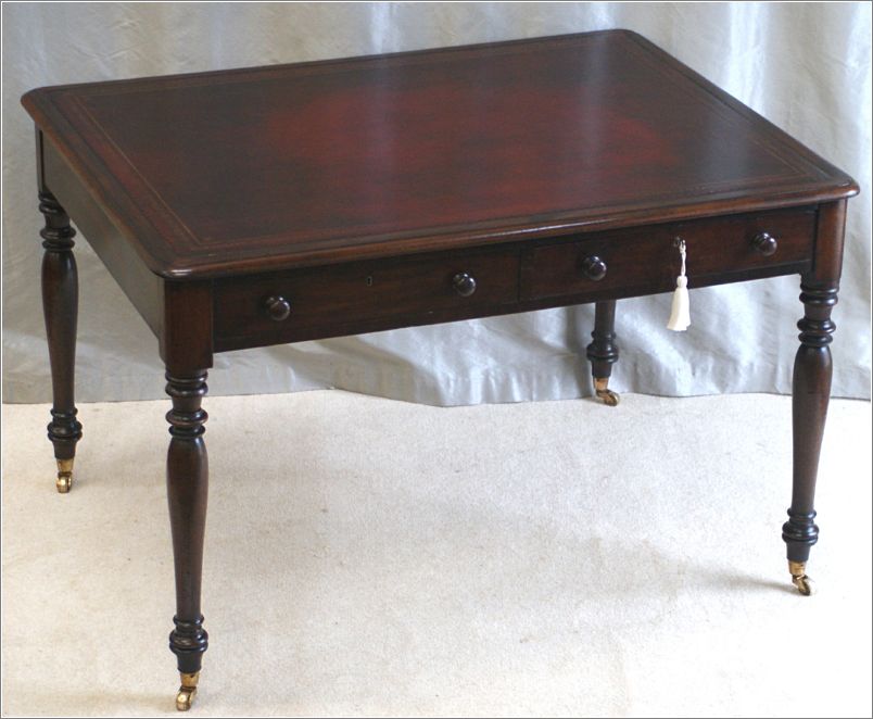 3042 Antique William IV Mahogany Library Table (6)